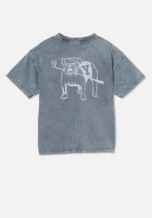 Cotton On - License drop shoulder short sleeve tee - lcn yal vintage navy wash/yale bulldog