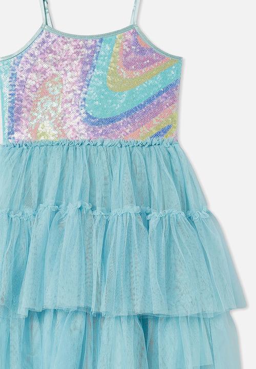 Cotton On - Iris dress up dress - rusty aqua/rainbow marble