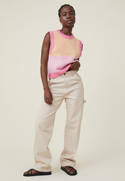 Cotton On - Colour block vest - raspberry pink/retro pink/spring peach colour