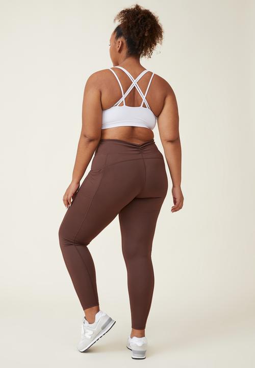 Cotton On - Curve active booty lift ruched recycled tight - cedar brown