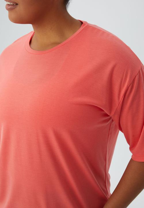 Cotton On - Curve active boyfriend tee - coral  burst
