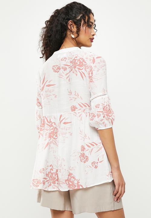 Stella Morgan - Flower printed hi-lo blouse - blush