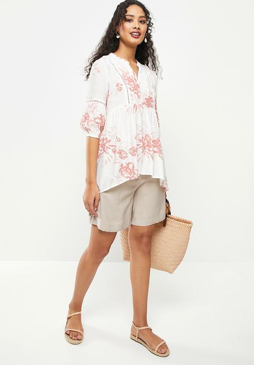 Stella Morgan - Flower printed hi-lo blouse - blush