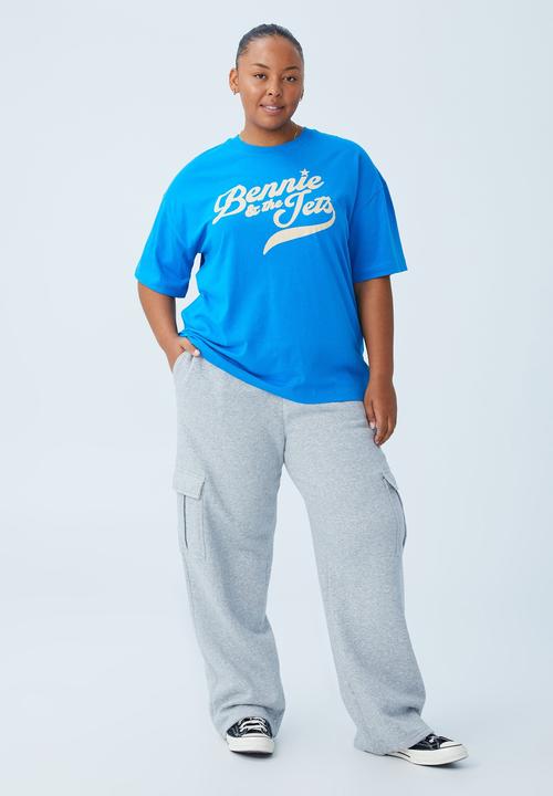 Cotton On - Curve oversized license graphic tee - lcn br elton bennie and the jets/eclectic blu