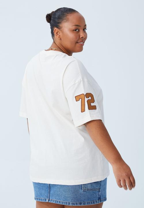 Cotton On - Curve oversized license graphic tee - lcn br rolling stones 1972/white sand