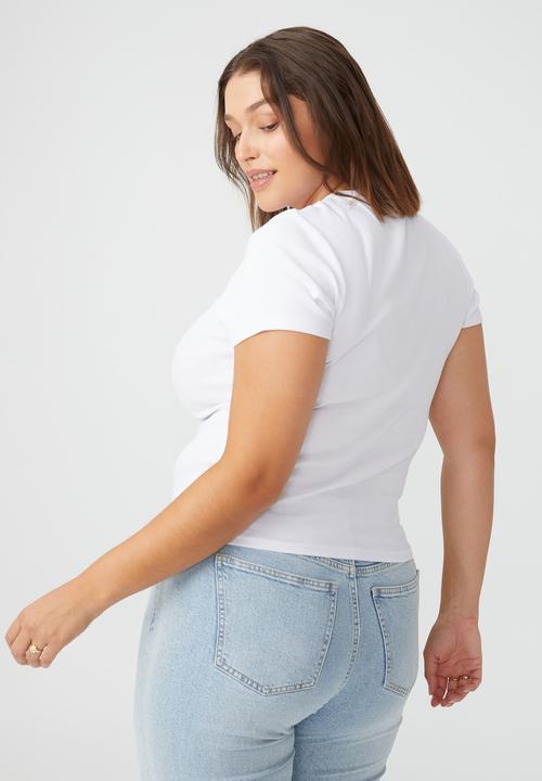 Cotton On - Curve the one organic short sleeve tee - white