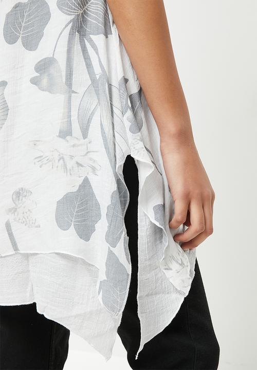 Stella Morgan - Floral printed double layer blouse - grey