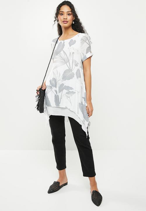 Stella Morgan - Floral printed double layer blouse - grey