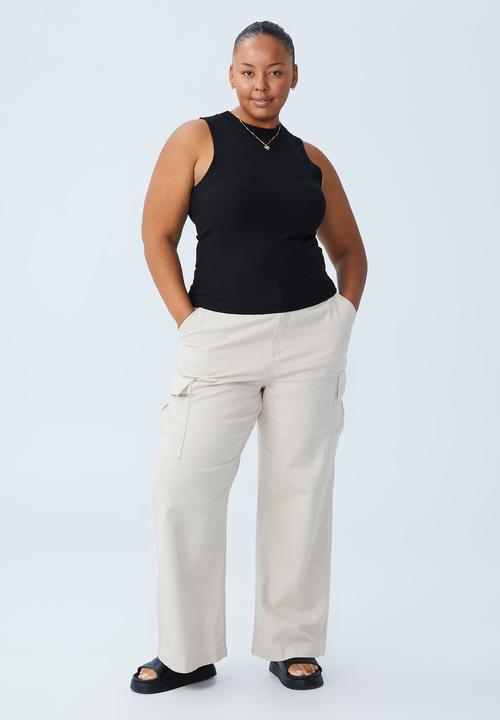 Cotton On - Curve waffle tank - black