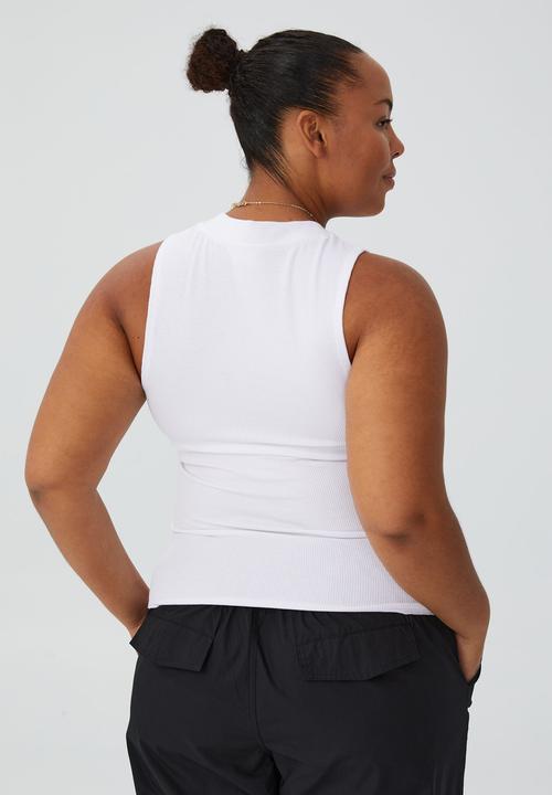 Cotton On - Curve waffle tank - white