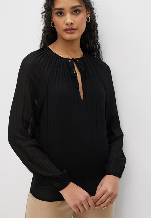 MILLA - Pleated volume blouse - black