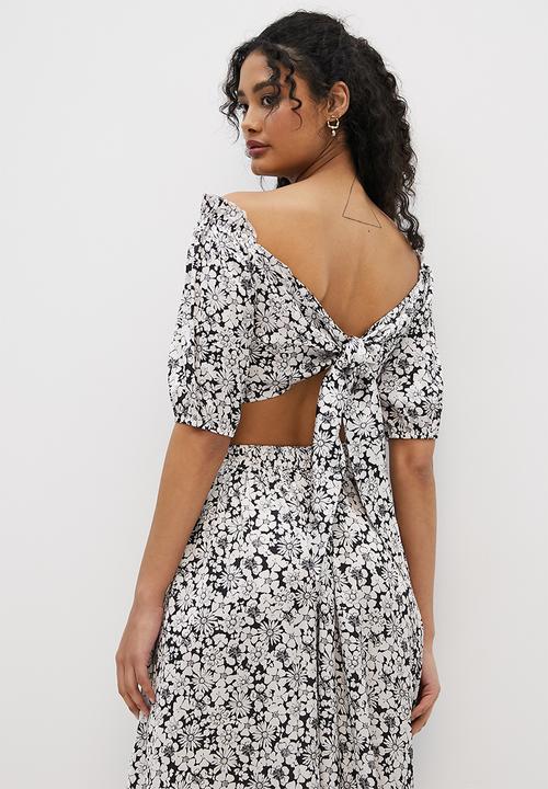 MILLA - Co-ord bardot ruffle top - retro mono floral