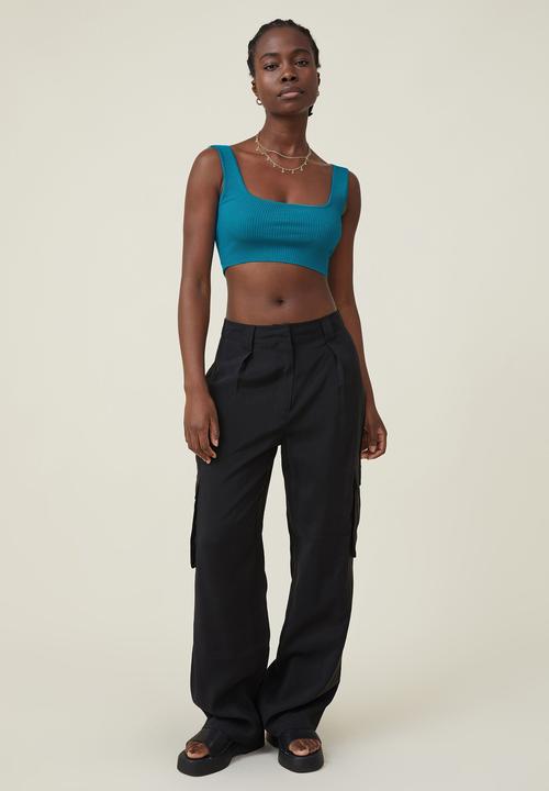 Cotton On - Foxy rib square neck tank - bright blue