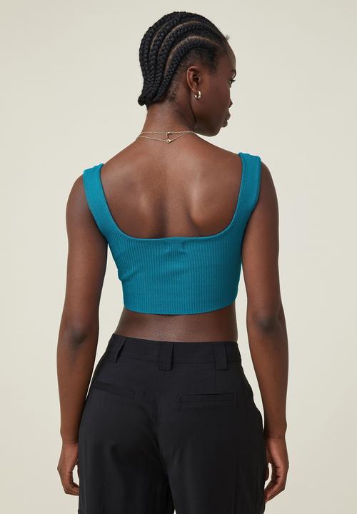 Cotton On - Foxy rib square neck tank - bright blue