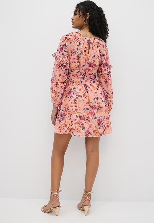 MILLA - Trapeze mini with tie belt  - blush smudge