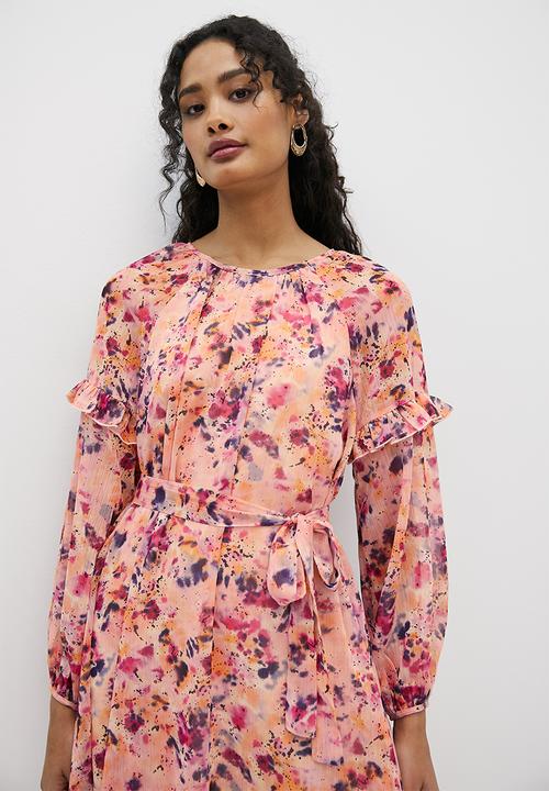MILLA - Trapeze mini with tie belt  - blush smudge