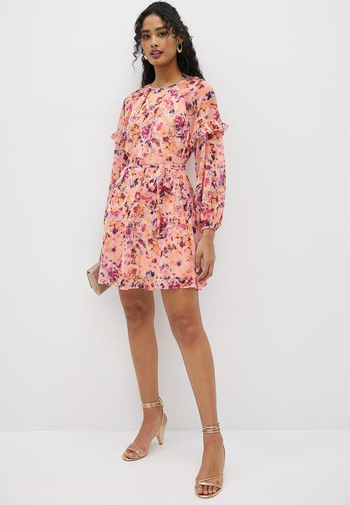 MILLA - Trapeze mini with tie belt  - blush smudge