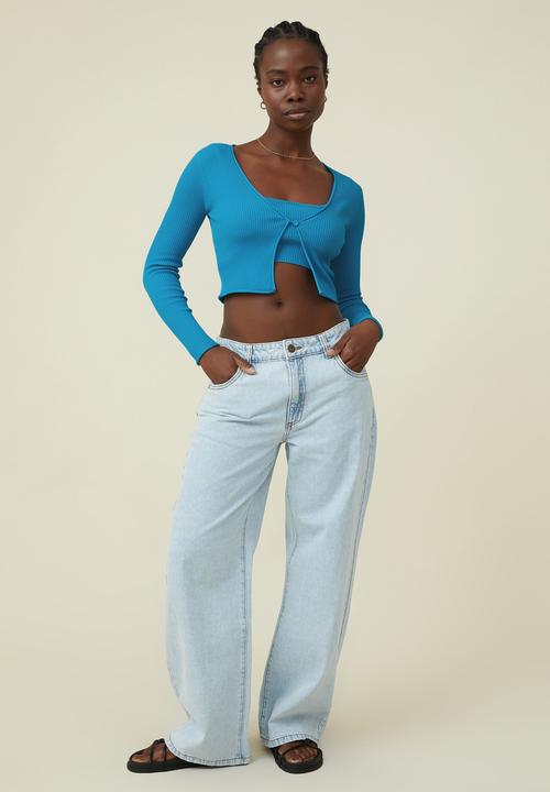 Cotton On - Foxy rib v-neck cardi - bright blue