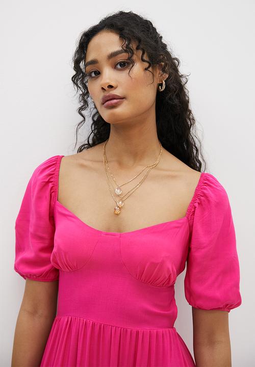 MILLA - Open back fit and flare dress - pink