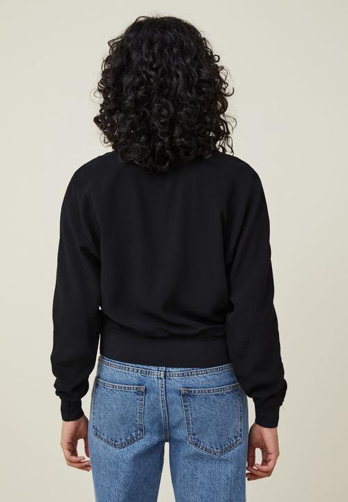 Cotton On - Lightweight drape bomber jacket - black