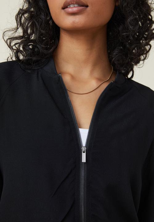 Cotton On - Lightweight drape bomber jacket - black