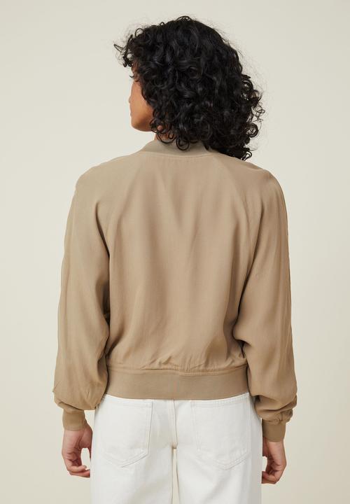 Cotton On - Lightweight drape bomber jacket - earthy sand