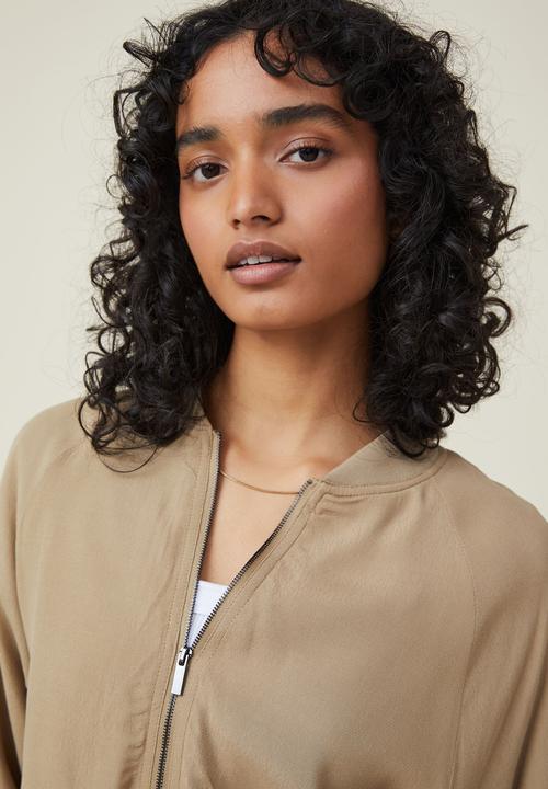 Cotton On - Lightweight drape bomber jacket - earthy sand