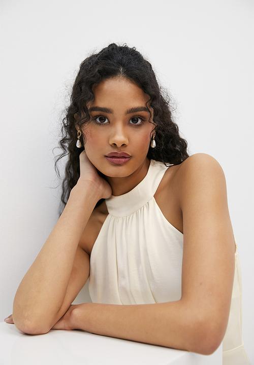 MILLA - Satin tie back madaxi dress - ivory