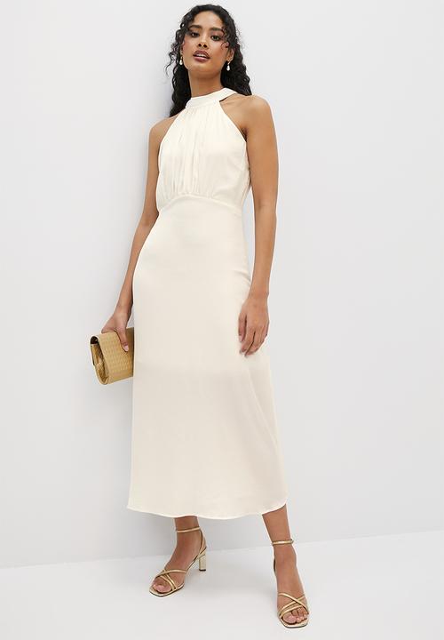 MILLA - Satin tie back madaxi dress - ivory