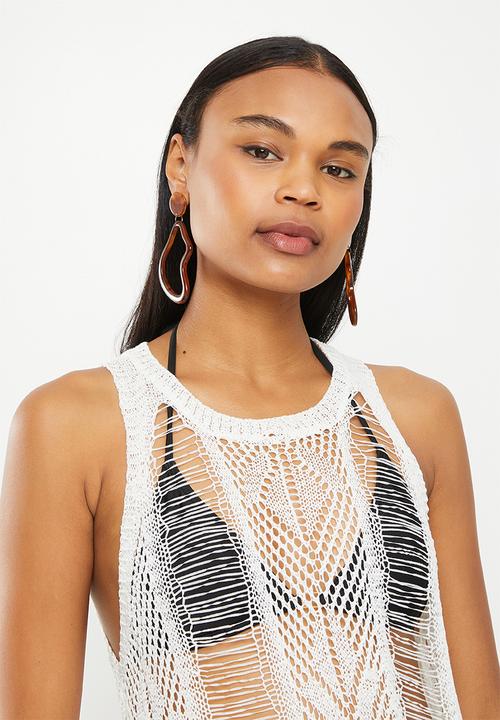 dailyfriday - Fringed hem swim cover up - ecru