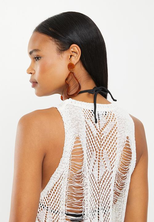 dailyfriday - Fringed hem swim cover up - ecru