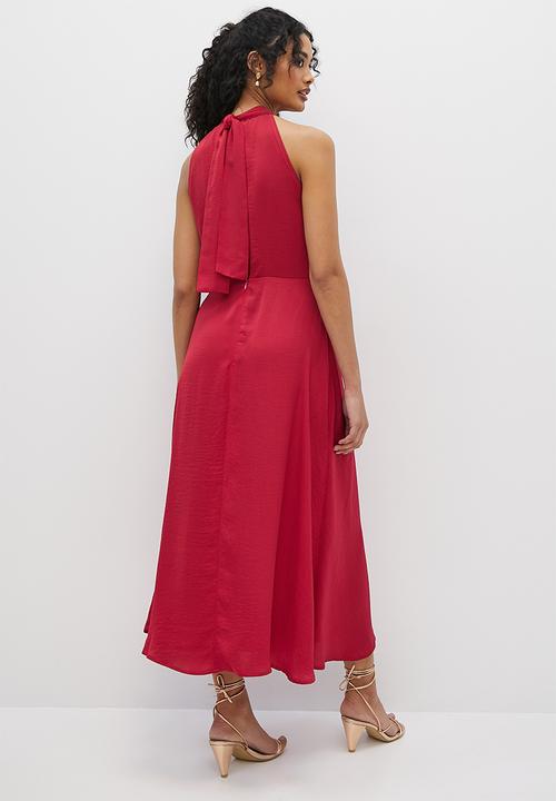 MILLA - Satin tie back madaxi dress - persian red