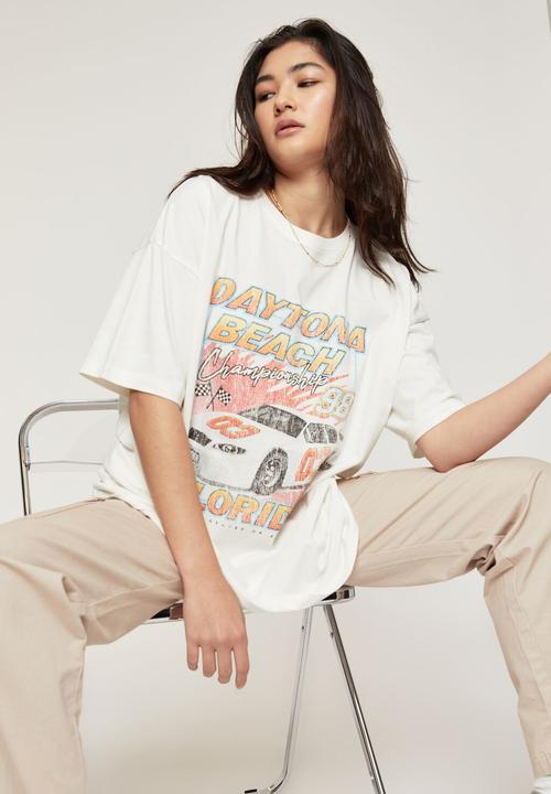 Supré  - Camryn oversized printed t shirt - winter white/daytona