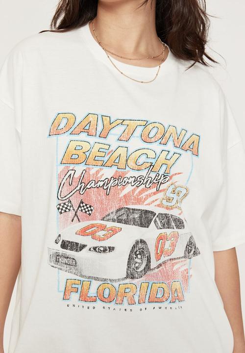 Supré  - Camryn oversized printed t shirt - winter white/daytona