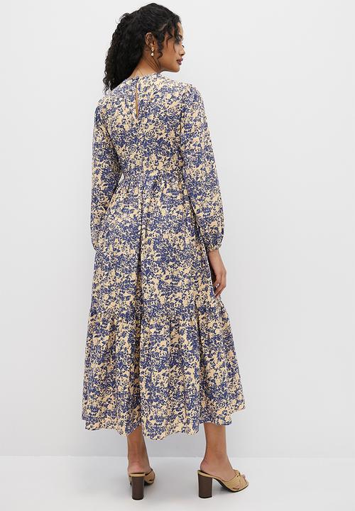 MILLA - Trim detail midi dress - blue print