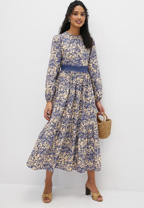 MILLA - Trim detail midi dress - blue print