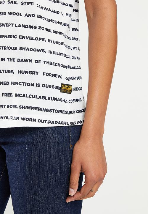 G-STAR - Stripe text tee - milk