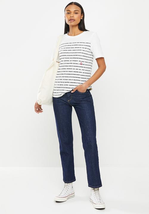 G-STAR - Stripe text tee - milk