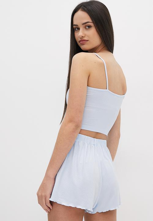 Blake - Rib cami/short sleep set - baby blue