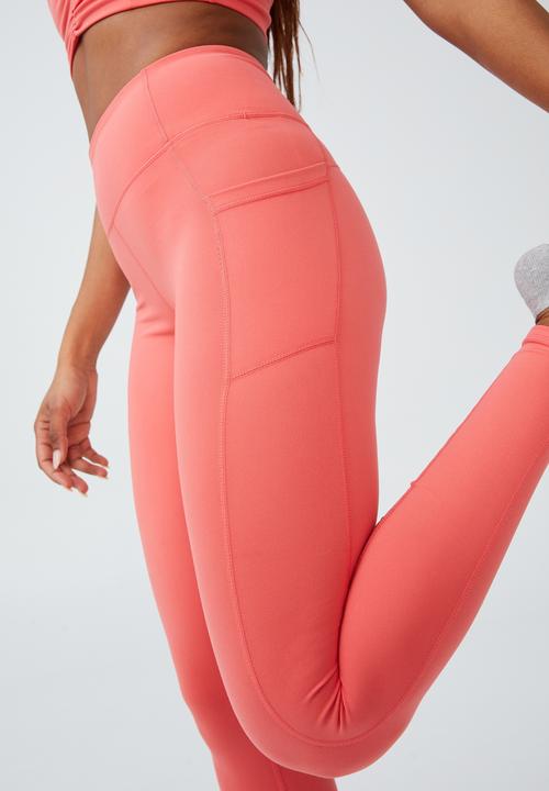Cotton On - Ultra soft booty lift pocket full length tight - coral burst