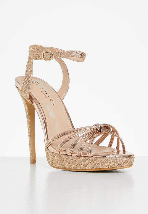 Rock & Co - Tao 1 ankle tie barely there stiletto heel - rose gold