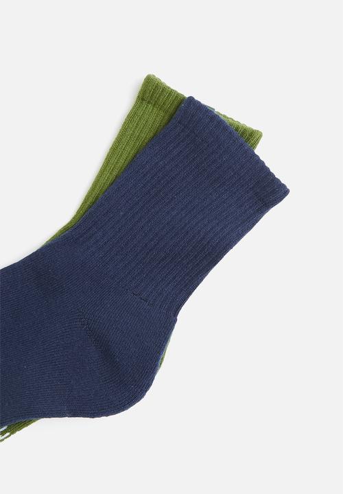 Jonathan D - 2 pack branded quarter crew sox - ink & jade