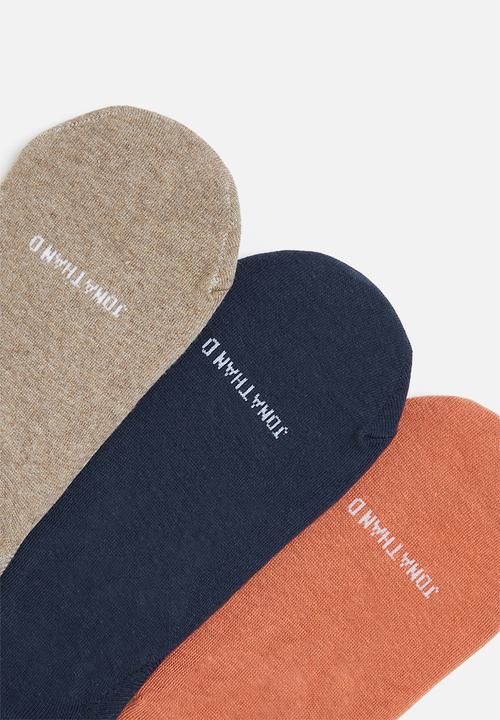 Jonathan D - 3pck branded secret sox - beige , pink & blue