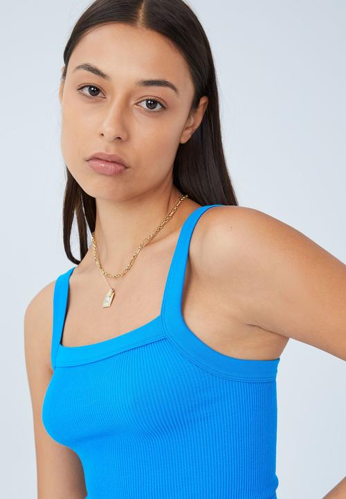Cotton On - Seamless nelly straight neck tank - electric blue
