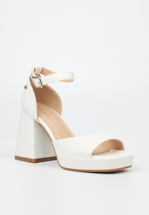 Rock & Co - Naked 2 ankle tie block heel - white