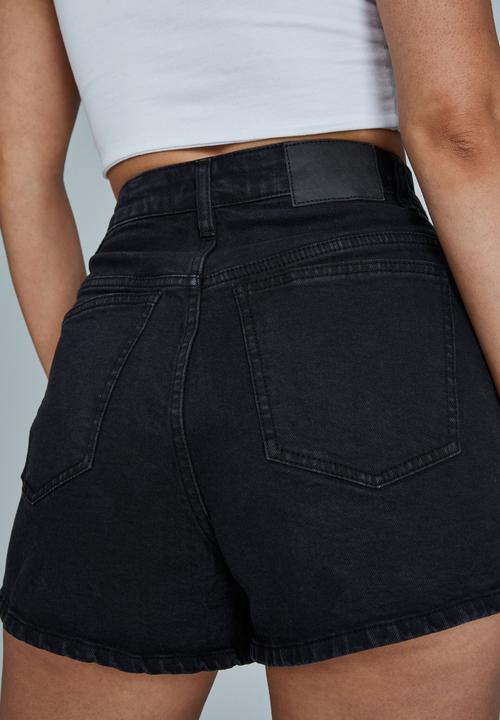 Cotton On - Stretch a-line denim short - midnight black