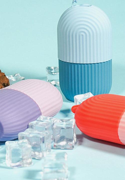 Glam Beauty - Dual-Toned Ribbed Facial Ice Roller - Pink
