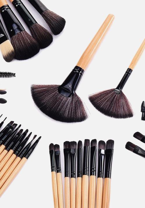 Glam Beauty - Black Make-Up Bag With 32 Bamboo Brushes