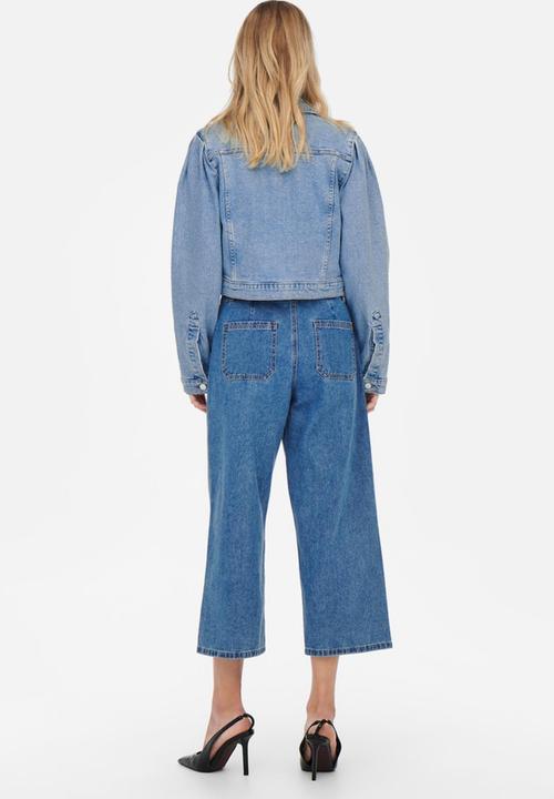 Jacqueline de Yong - Lullu denim short puff sleeve jacket - light blue denim