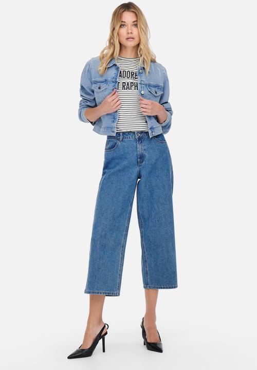 Jacqueline de Yong - Lullu denim short puff sleeve jacket - light blue denim